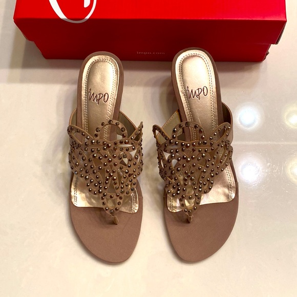 Impo embellished dress sandals taupe size 7.5 new - Picture 2 of 5